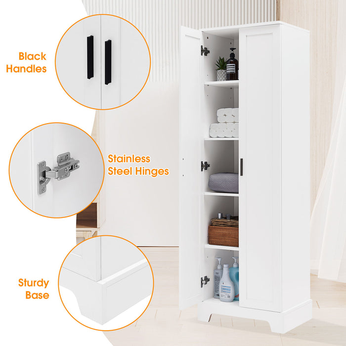 Storage Cabinet With Adjustable Shelves, 2 Doors, Rectangle Design For Bathroom