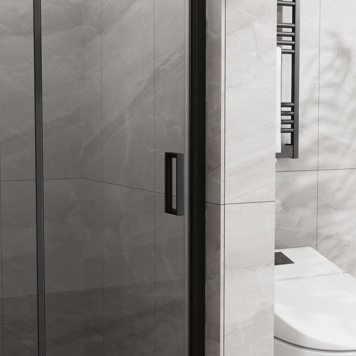 Bifold Frameless Glass Shower Door With Pivot Swing Panel, Tempered Clear Glass