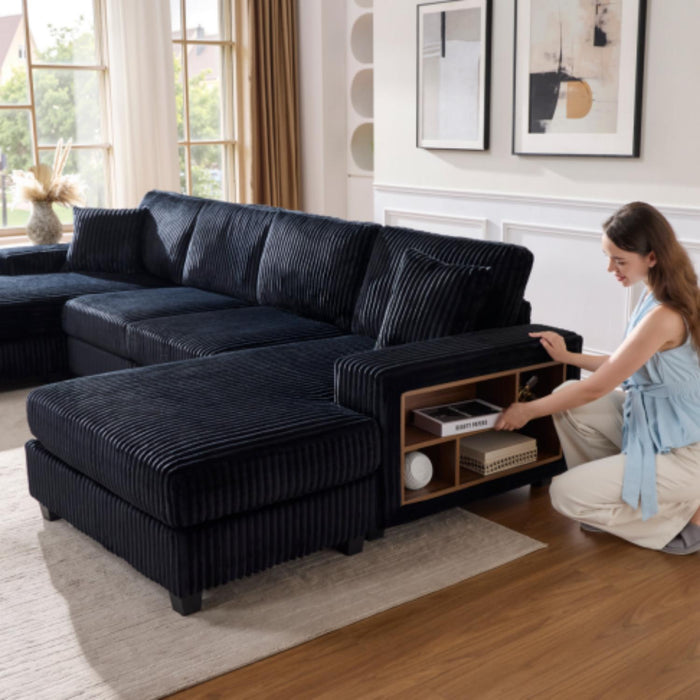 U-Shaped Convertible Sofa, 4 Seater Large Living Room Lounge