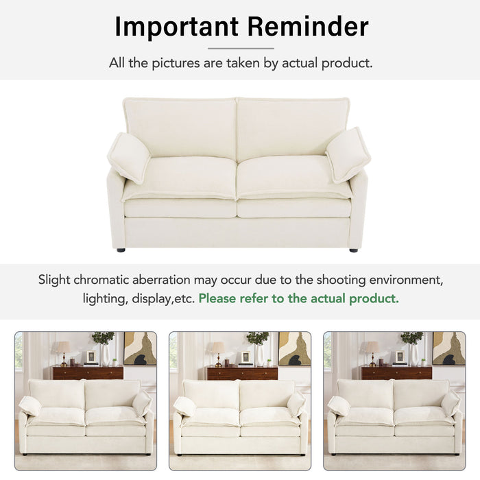 Modern Loveseat Sofa, Upholstered Couch With Side Storage Pockets