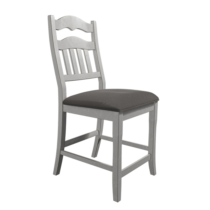 Counter Height Dining Chairs With Upholstered Cushion And Ladder Back Design (Set of 2) - Antique White