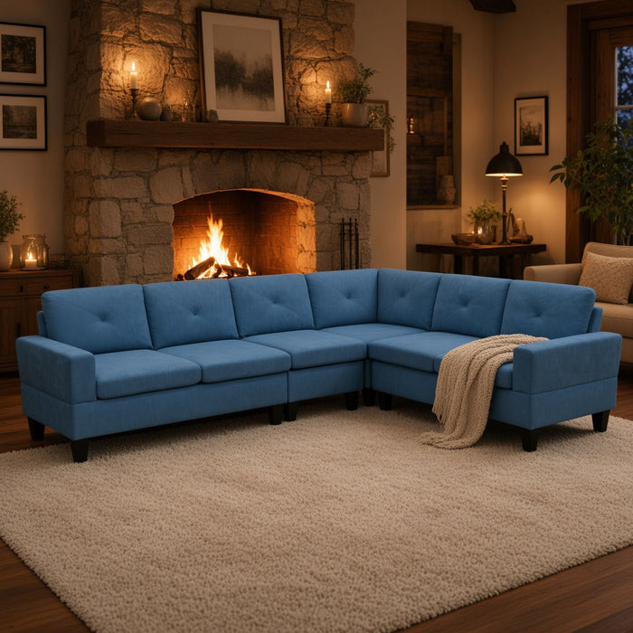 Modular L - Shaped Sectional Sofa 6 Seater 4 Piece Couch With Chaise