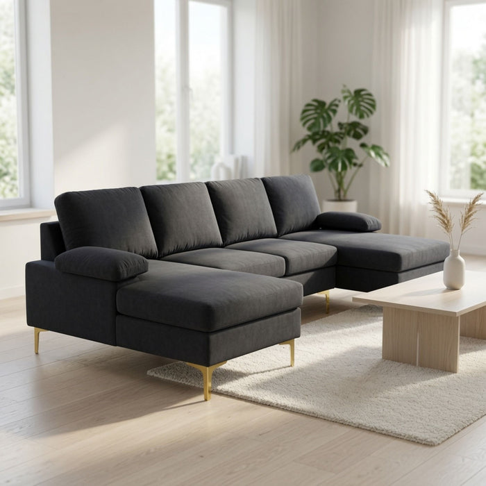 U - Shaped Sectional Sofa With Double Chaise