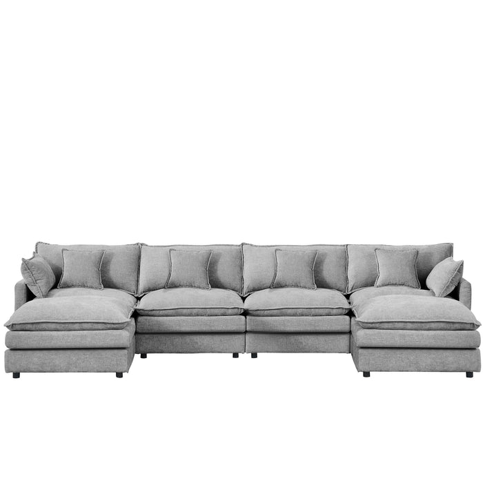 Modular U Shaped Sectional Sofa, 4 Seater Comfy Cloud Couch