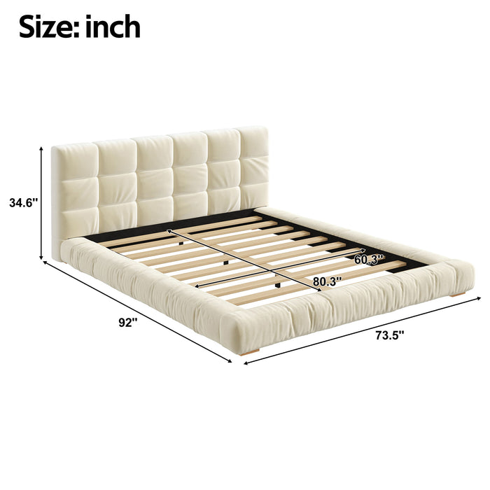 Upholstered Platform Bed Frame With Tufted Headboard