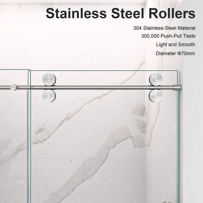 Frameless Single Sliding Shower Door With Clear Tempered Glass