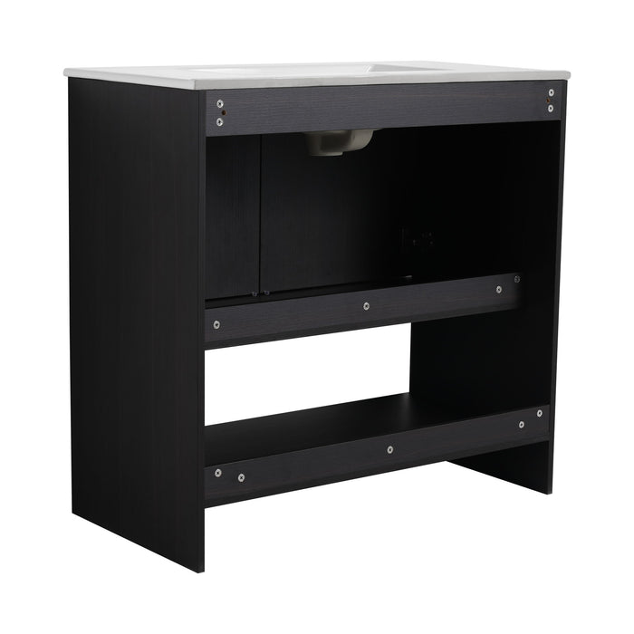 Modern Bathroom Vanity With Ceramic Sink, Freestanding Cabinet, Soft Closing Doors