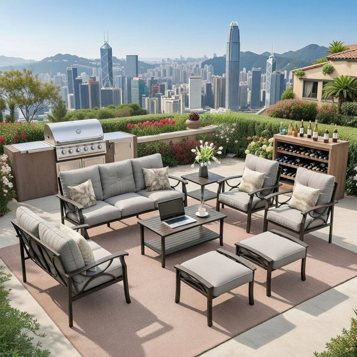 Patio Furniture Set With Coffee Table And Cushions For Backyard