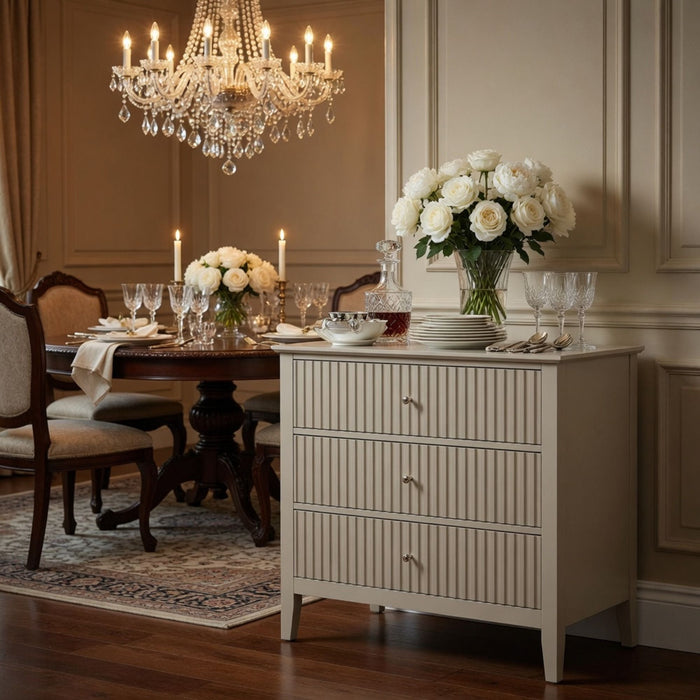 Fluted 3 Drawer Nightstand With Soft Close Slides