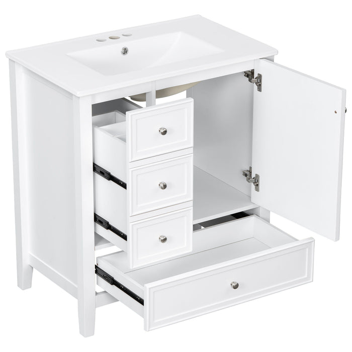 Modern Bathroom Vanity With Sink, 1 Cabinet & 3 Drawers