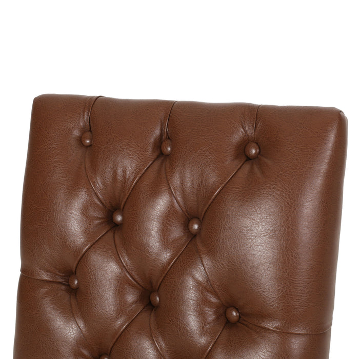 Sophisticated Dining Chair Set With Button Tufting - Light Brown / Weathered Wood