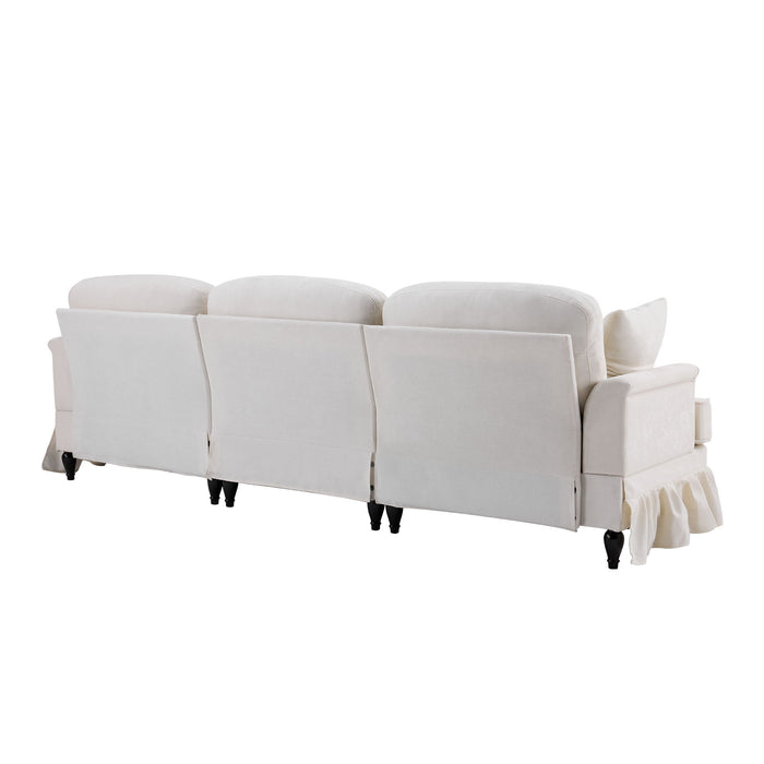 Cloud Sofa With Removable Ruffled Skirt With Ottoman And Flared Arms