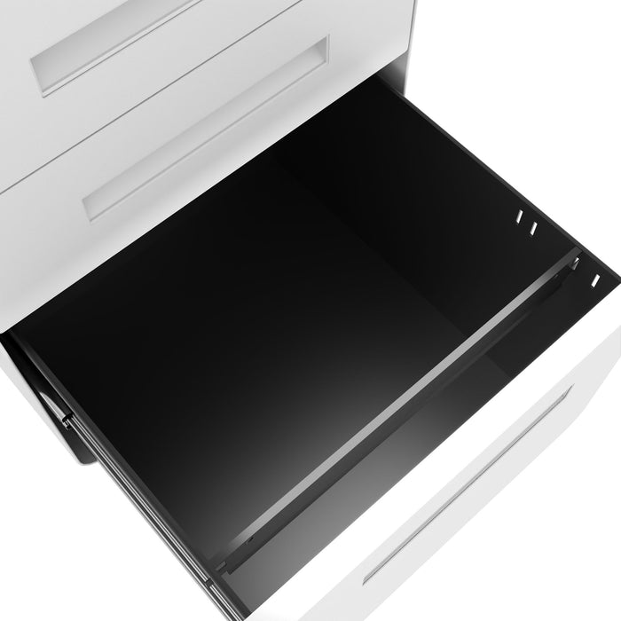 3-Drawer Mobile File Cabinet With Lock, On Casters, Holds A4/Letter Files