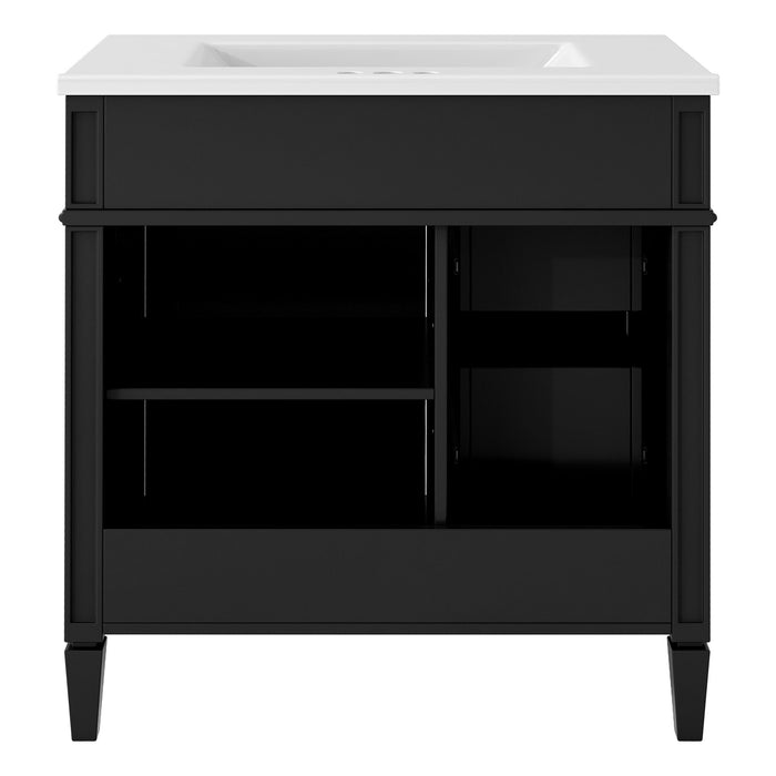 Bathroom Vanity With Top Sink, 3 Drawer Storage Cabinet, Rectangular Design - Black