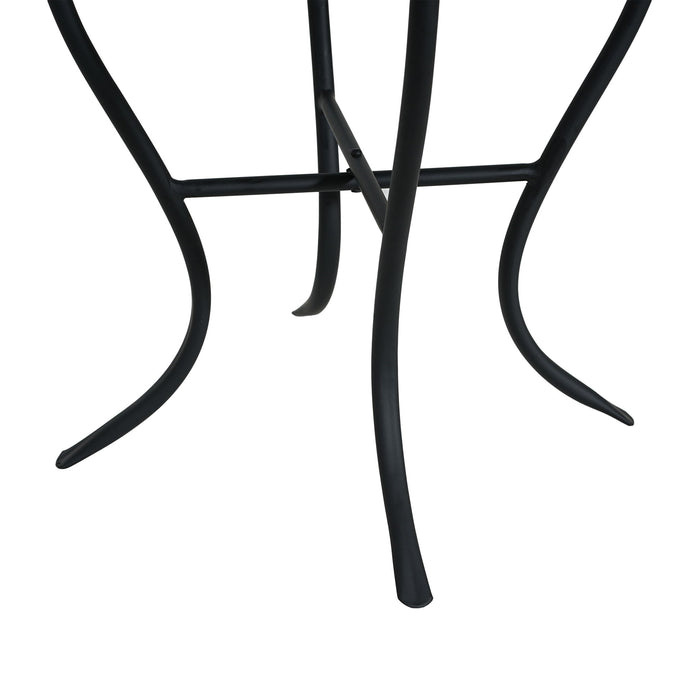 Outdoor Round Side Table With Mosaic Style Top And Curved Iron Legs
