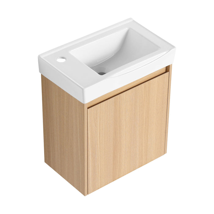 Modern Bathroom Vanity With Ceramic Basin, Wall Mounted Floating Sink Combo, Storage Cabinet
