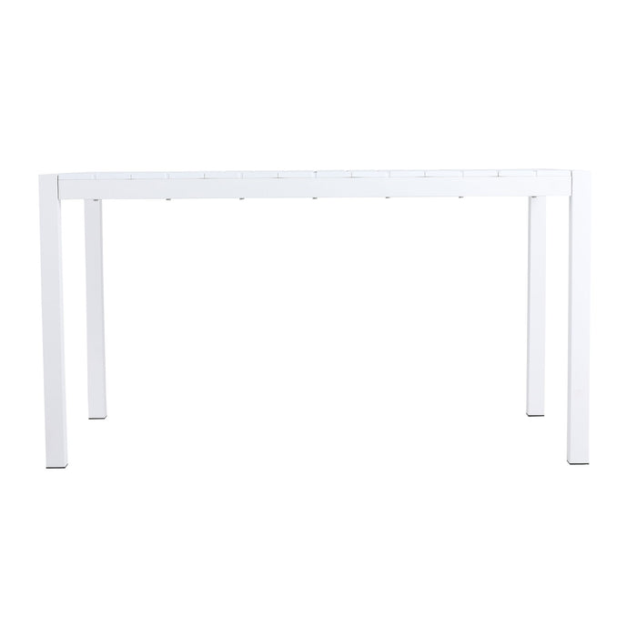 Modern Long Table, UV Resistant And Rust Proof, Pp Tabletop, UV Resistant Powder Coated Metal Legs - Snow White