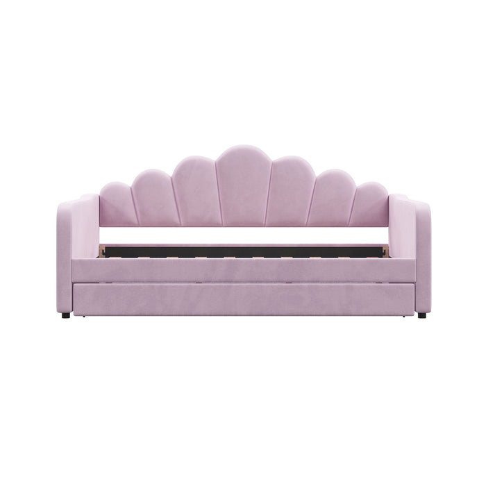 Shell Shaped Upholstered Daybed Frame With Slats