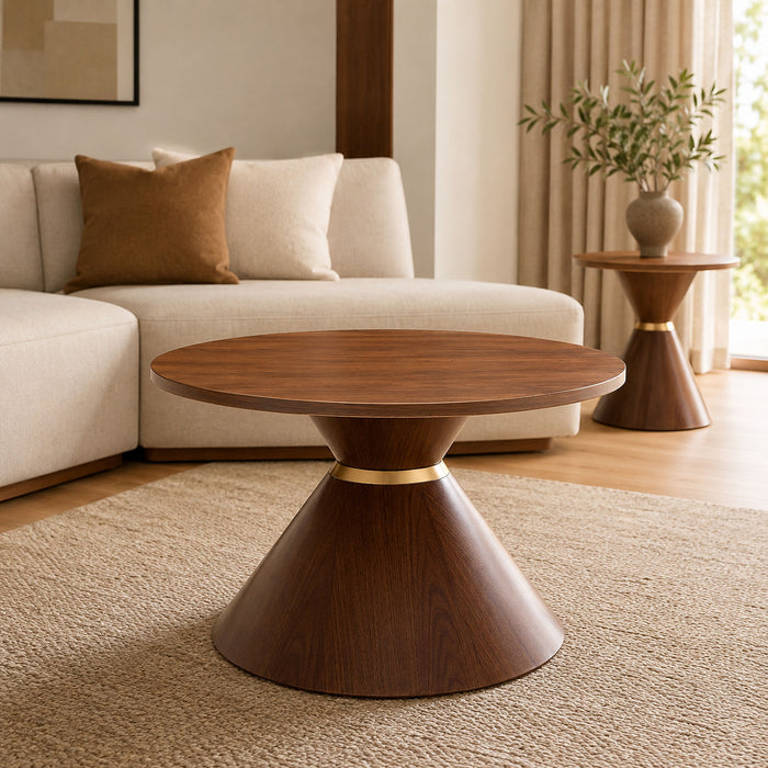 2 Piece Round Coffee Table Set For Living Room