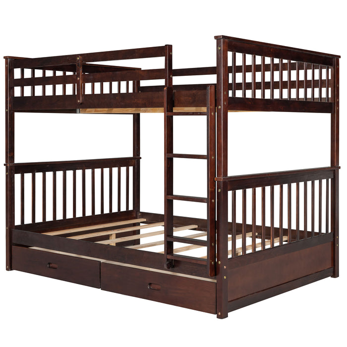 Bunk Bed With Ladders And 2 Storage Drawers