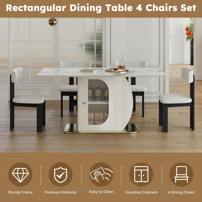 Modern Dining Table Set With Storage, Includes Chairs