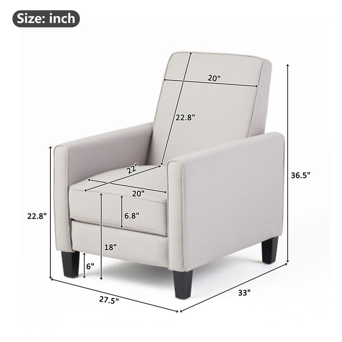 Upholstered Push Back Recliner Chair For Living Room