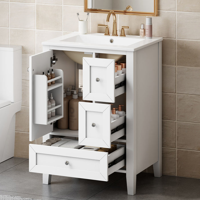 Modern Bathroom Vanity With Sink, Freestanding Cabinet With Drawers And Shelves