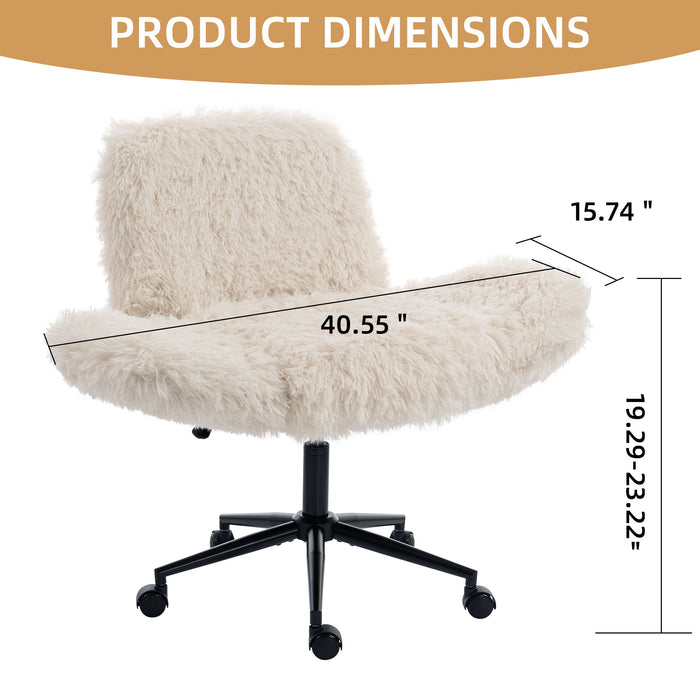 Swivel Chair With Adjustable Armrests And Wheels For Home Office - Beige