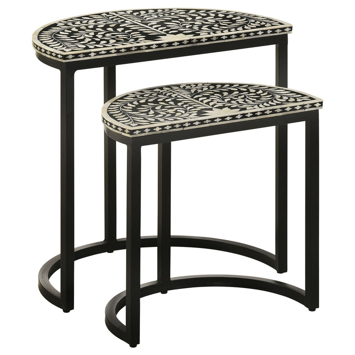 Allura - 2 Piece Demilune Nesting Table Set - Black
