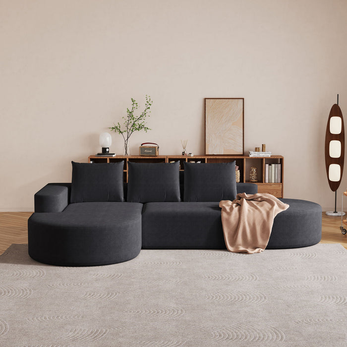 Modern Curved Sofa, L-Shaped Modular Sectional Set With 3 Pillows