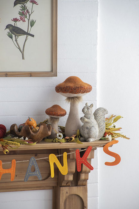 Mushroom Holiday Ornament, For Harvest Festival Fall Festival & Thanksgiving Table Decorations (Set of 2) - Beige / Orange