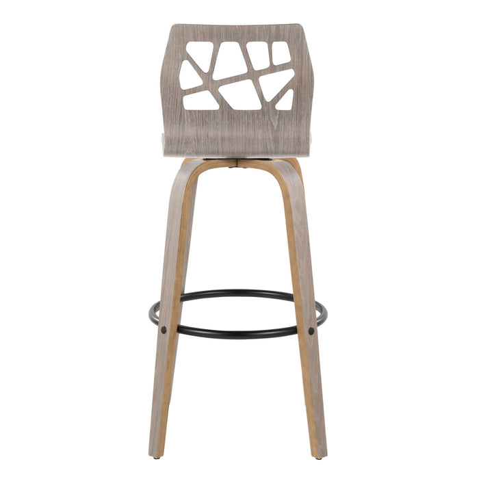 Folia - Contemporary Fixed Height Stool With Swivel With Round Footrest (Set of 2)