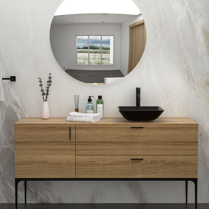 Artistic Vessel Sink With Faucet And Pop Up Drain - Matte Black