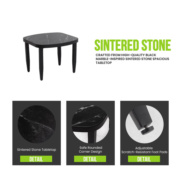 6 Piece Outdoor Conversation Set With Swivel Chairs - Ember Black