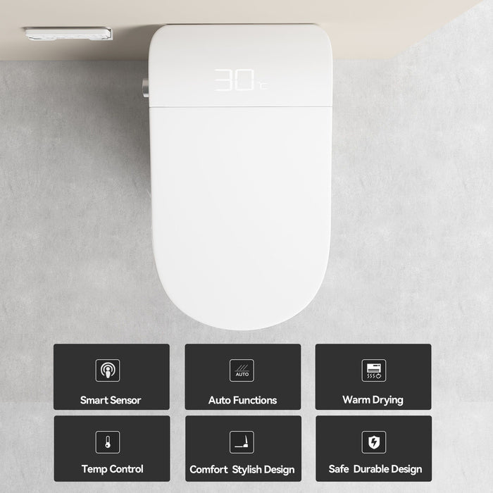 Smart Bidet Toilet With Auto Open / Close Seat, Warm Water Wash, Heated Seat, And Wireless Remote Control