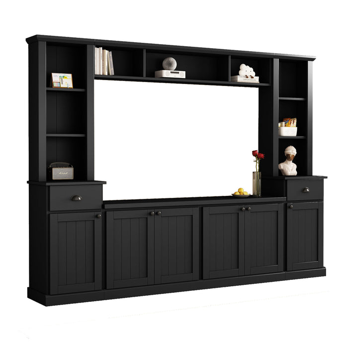 Minimalist Entertainment Wall Unit Set With Bridge For TVs Up To 75"