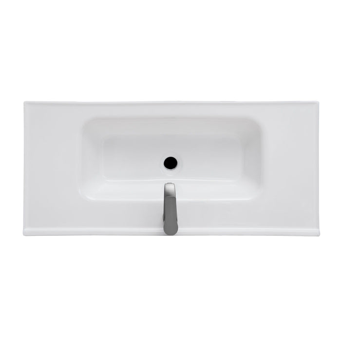 Modern Freestanding Bathroom Vanity With Ceramic Sink, Hot And Cold Faucet, Storage Cabinet & Open Shelf