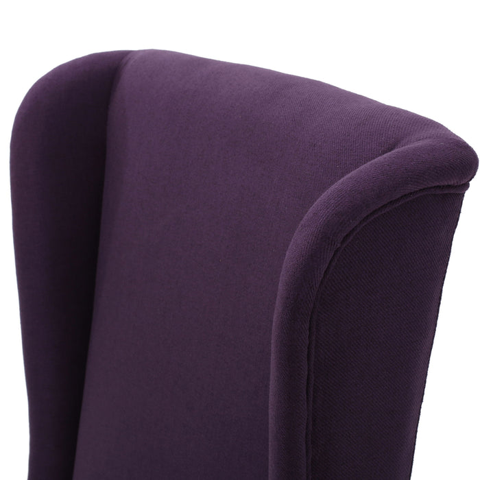 Fabric Dining Chair With High Back And Birch Wood Legs - Plum