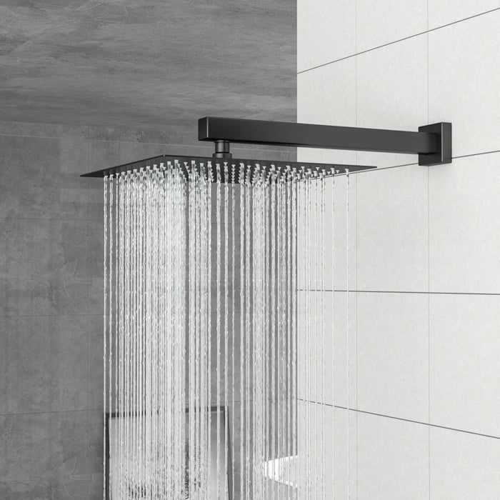 Dual Shower Head System With Square Rain Shower And Rough In Valve