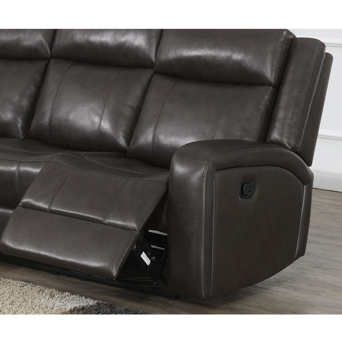 Manual Motion Recliner Sectional Sofa With Console And Cup Holders - Brown