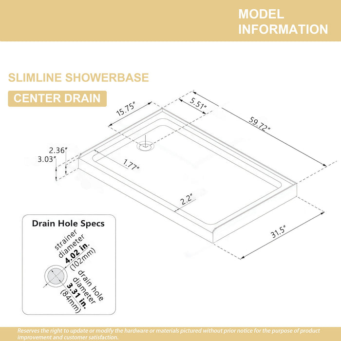 Shower Base Drain With Single Threshold Design