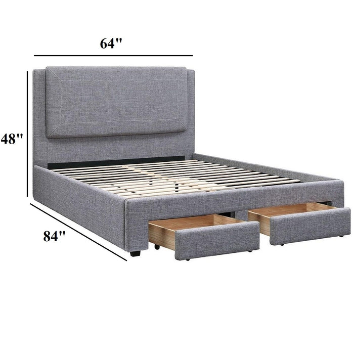 Contemporary Upholstered Bed With Storage Drawers