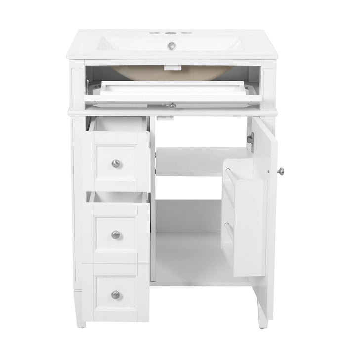 Bathroom Vanity With Top Sink, Storage Cabinet With 2 Drawers And Tip-Out Drawer