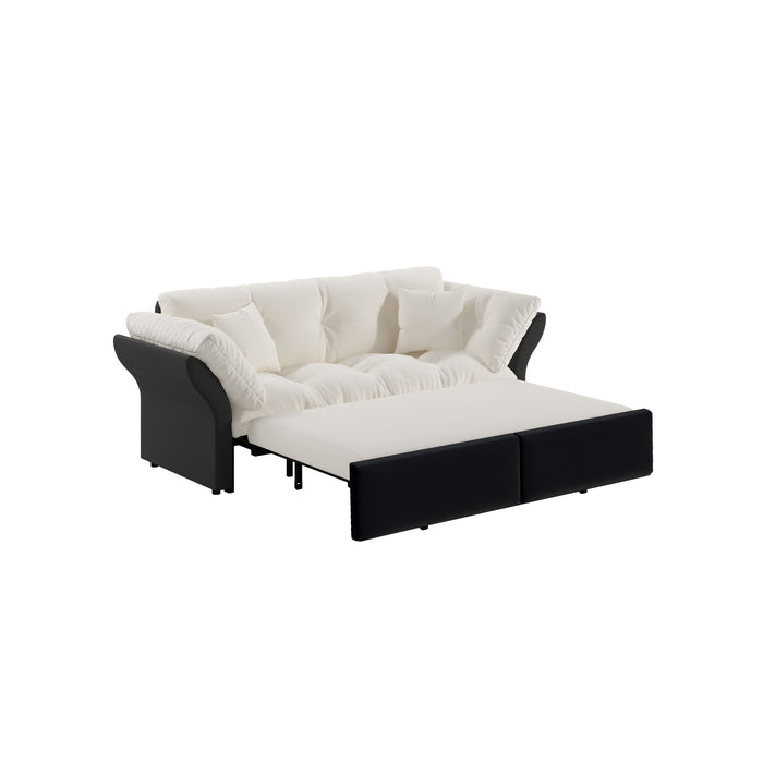 Queen Pull Out, 3 In 1 Convertible Sleeper Tufted Sofa & 2 Soft Pillows