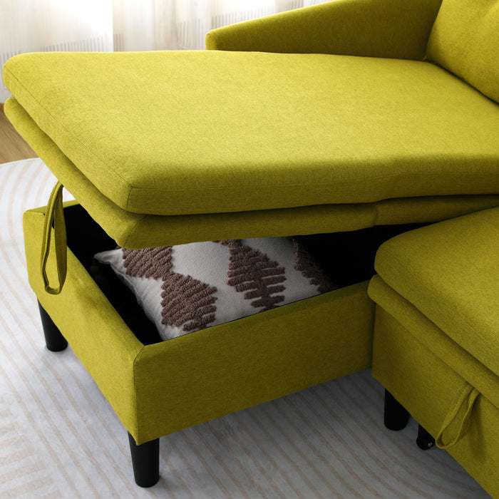 L-Shaped Reversible Chaise Sectional Sofa With Storage