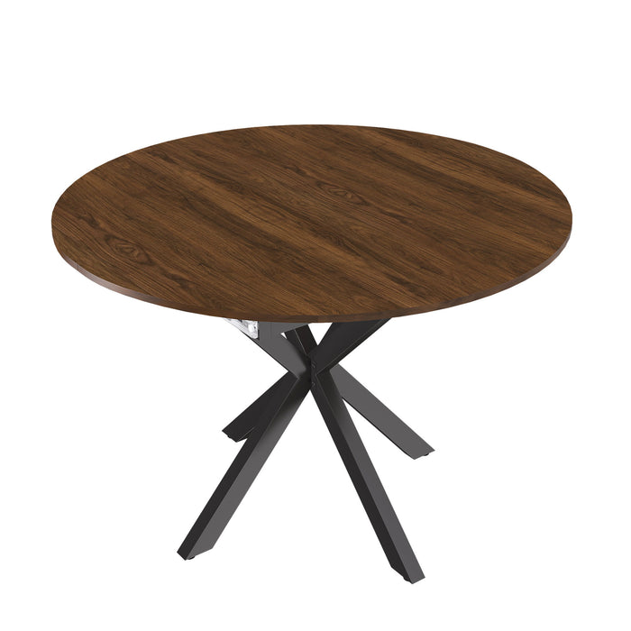 Round Dining Table With Extendable Blades, X Base