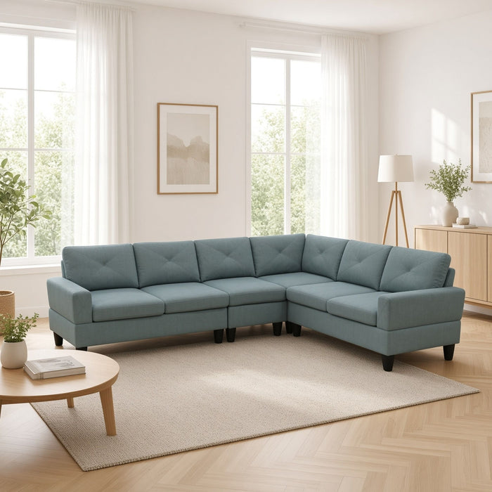 Modular L - Shaped Sectional Sofa 6 Seater 4 Piece Couch With Chaise