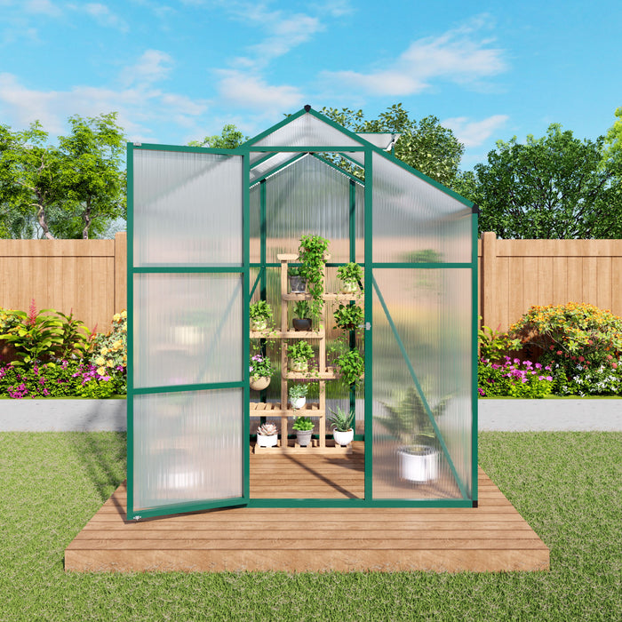 Polycarbonate Walk-In Greenhouse, Raised Base For Outdoor In All Season