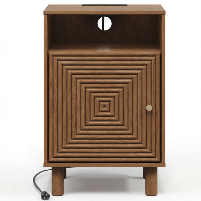 Nightstand With Charging Station & Storage