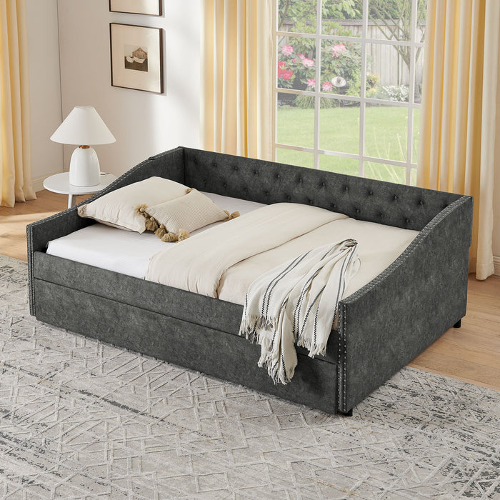 Upholstered Daybed With USB Charging & Pull Out Bed